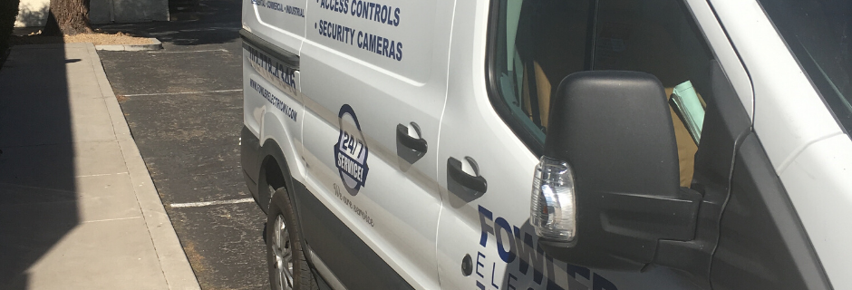 Fowler Electric Van parked by sidewalk at our office in Las Vegas NV.