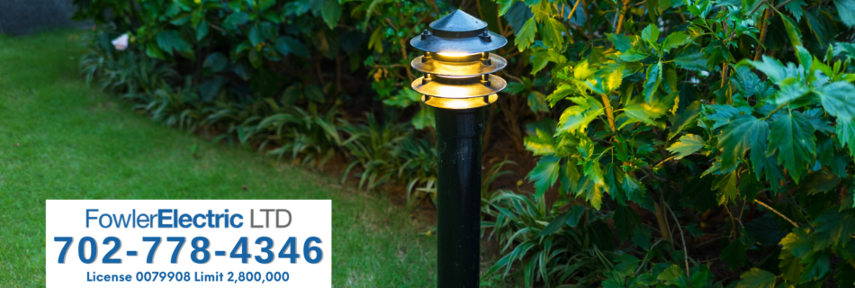 landscape lighting in backyard overlay fowler electric 702-778-4346 license 0079908 limit 28000000